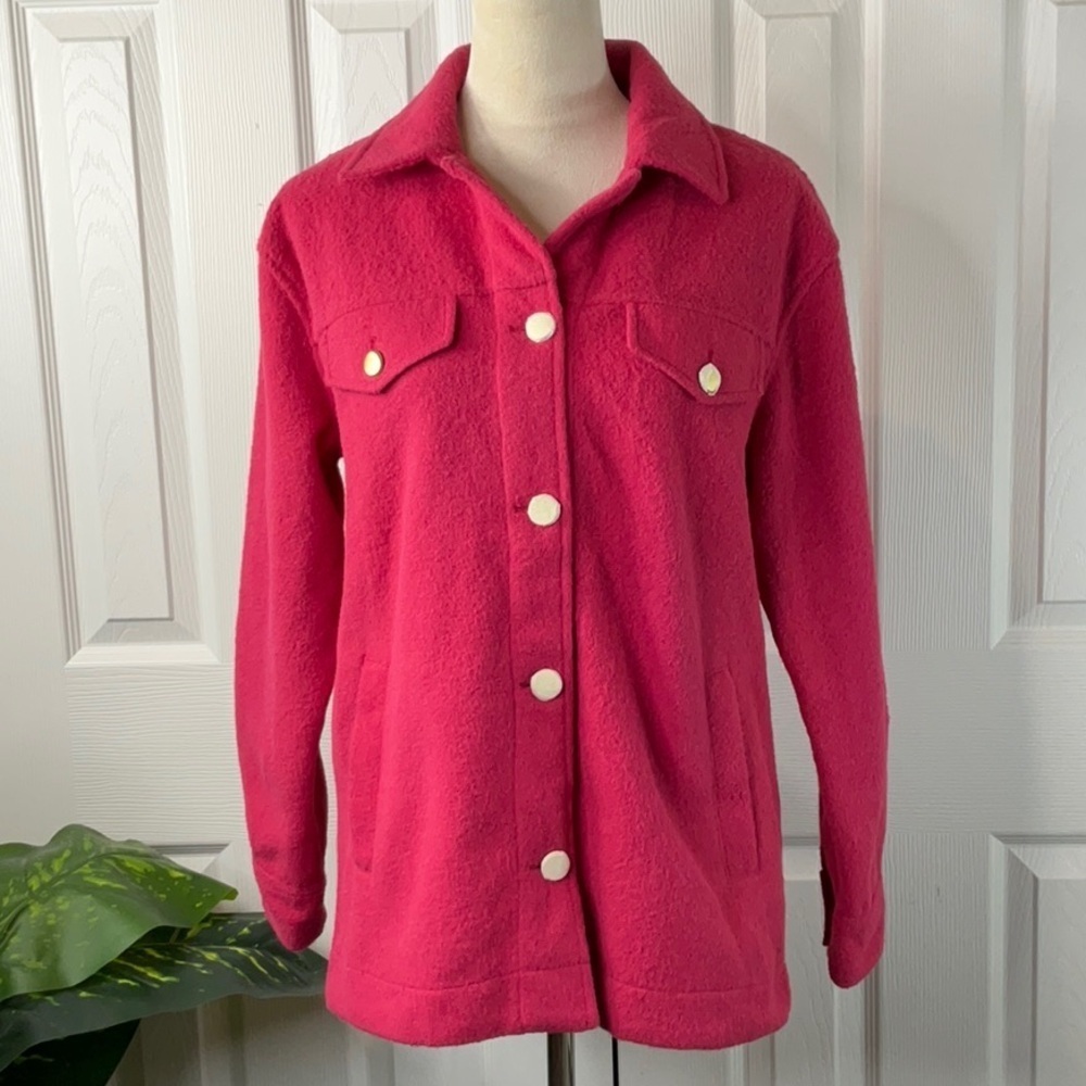 Joie Women's Shacket Hot Pink Gold Buttons Pockets Unlined Size XS